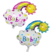 台灣現貨笑臉彩虹baby girl男孩女孩寶寶1週歲生日裝飾鋁箔氣球
