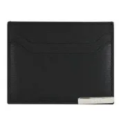 TOD’S 金屬鐵牌LOGO 水波紋牛皮簡易式卡夾/名片夾(黑)