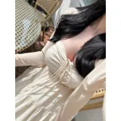 🇰🇷Korea韓國連線·正韓 平口抓皺蛋糕連身洋裝 連身裙 長洋裝 蛋糕洋裝 平口洋裝 繞頸洋裝 無袖洋裝 渡假風 女裝
