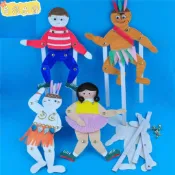 🛒桃園齣貨🛒 關節人偶手工diy 幼兒園材料包 美術材料包 美勞課材料包 皮影戲材料包 木偶材料包 安親班
