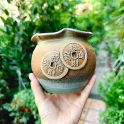 小盆良室【台灣鶯歌陶盆】招財聚寶盆 風水/ 送禮 陶盆 花器 手拉胚 / 黃金葛 開運竹 水晶