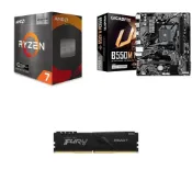 (店+)【AMD 超微】〈限時〉Ryzen 7 5800X3D +技嘉 B550M H ARGB主機板+ 獸獵者 D4 3200 16G 黑