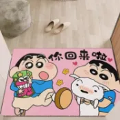 🔥桃園出貨 浴室防滑地毯🌸 吸水地毯 蠟筆小新入戶地墊卡通耐磨除塵水晶絨地墊玄關過道大門口進門腳墊 爆款 地毯地墊