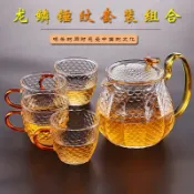 協貿國際日用品生活館 耐熱錘紋玻璃小茶壺過濾內膽茶水分離泡茶器耐高溫煮茶壺茶杯套裝