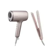 【Panasonic 國際牌】奈米水離子吹風機-迷霧金+直捲兩用造型器-草莓奶霜 買大送小(EH-WNA9M-E+EH-HV31-P)