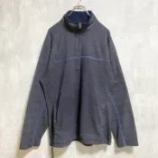 【DOKODEMO】古著 90 年代/00 年代 Old Navy 長袖半拉鍊羊毛夾克，灰色，復古風格，XL 碼