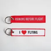 ~小小牛瑪奇朵~I LOVE FLYING Remove Before Flight 飄帶鑰匙圈