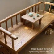 廠傢直營【限時免運】老榆木羅漢床新中式實木沙髮椅打坐禪意床榻田園實木長椅廠傢批髮 NVLT
