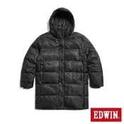 EDWIN 男款 長版防寒連帽外套(黑色)
