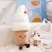 FAT CAT 日韓系精品☆可愛甜筒絨毛玩具抱枕冰淇淋沙發靠墊睡覺抱枕櫻桃甜筒鑰匙扣包包挂件玩偶生日交換禮物☆批價139