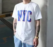 FINDSENSE服飾 FINDSENSE MD 韓國 潮 男 時尚 街頭 NYC字母印花 短袖T恤 特色短T 學生T恤 字母T