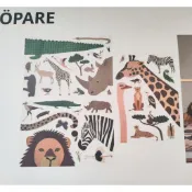 IKEA 大草原系列 SANDLÖPARE 自黏壁貼3件組 兒童衣櫃 睡床 層架 牆面 草原動物 SANDLOPARE