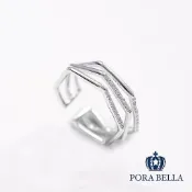 《Porabella》925純銀線條小鋯石戒指 小眾設計款開口式可調節 輕奢優雅戒指 RINGS