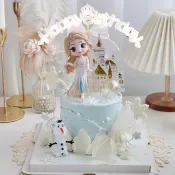 訂單滿199出貨  ♞,♘,♙艾莎蛋糕裝飾擺件ins生日快樂愛莎公主城堡可愛甜品臺插卡插件