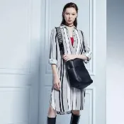 【iROO】條紋襯衫洋裝