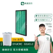 綠綠好日 適用 3M 01UCRC 02UCLC 超濾淨型空氣清淨機 複合式HEPA抗菌濾網 濾芯 活性碳除臭 抗病毒