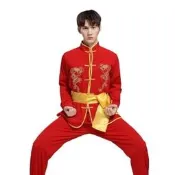 【熱舞服裝】新款打鼓服舞龍舞獅表演服男女生秧歌服裝腰鼓服武術練功服演出服