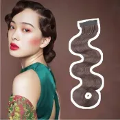 【旗袍名媛】復古手推大波浪假髮片(古裝 婚紗照 沙龍照 波紋瀏海髮片 造型 穿搭 定型 深棕色)