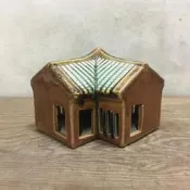 特價 WH12528【四十八號老倉庫】全新 早期 台灣 造景 陶偶 角厝 水族箱 水缸 魚池 庭園 高8cm 1只價