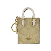 【COACH】C LOGO PVC 皮革MINI DYLAN托特包立體造型鑰匙圈掛飾(卡其/拼接米白)