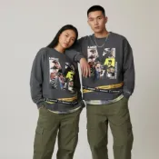 (店+)厚磅 內刷絨 刷毛 保暖 俠盜獵車手 分裂 相片 塗鴉 印花 渲染 假兩件 刷絨 親膚 長袖 大學T 長T