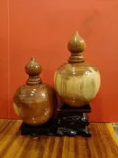 *一緣堂*台灣雙色料高山樟聚寶盆擺飾組，高25CmX直徑11Cm（含底座尺寸~附底座），僅此—結緣品，出清俗俗賣。