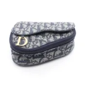 【DOKODEMO】【二手】Dior 迷你馬鞍包 MC1928 海軍藍/象牙色帆布皮革斜挎迷你馬鞍包 女士二手 A