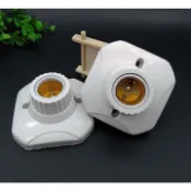 E27 平裝式陶瓷燈座 耐高溫 平口燈座 吸頂式燈頭 LED 耐高溫燈座 明裝暗裝 兩用 E27方形螺紋 裝潢 台灣出貨