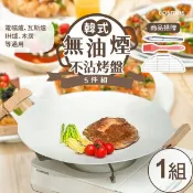 【TheLife 樂生活購物網】樂生活嚴選 韓式麥飯石不沾烤盤5件組(中秋烤肉/韓式燒烤盤/露營)