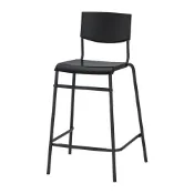【IKEA 宜家家居】STIG 吧台椅附靠背, 櫃檯高度 黑色/黑色, 63 公分
