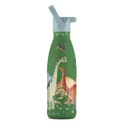 【Cool Bottles】雙層不鏽鋼真空保冷保溫杯350ml-侏儸紀恐龍(直飲型/吸管型/保溫保冷水壺)