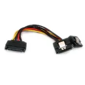【Fujiei】SATA公-2個SATA母90度彎頭電源線15cm(SATA電源一分二連接線)