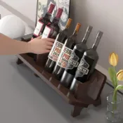 實木紅酒架擺件創意葡萄酒架家用酒瓶架簡約展示架客廳酒架子書架vid