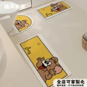 可客製 可愛卡通貓 馬桶u型墊 吸水止滑 浴室地墊 防滑腳踏墊 珪藻土地墊 廁所軟式矽藻土地墊 衛生間 洗手間門墊 地毯