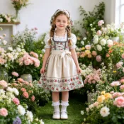 女童 Dirndl 連衣裙 田園風碎花女仆裝 德國啤酒節傳統服飾 劇場舞台表演角色扮演變裝服飾