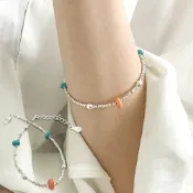 (店+)【LEEHER】串珠手鍊/不規則手鍊/純銀手鍊/碎銀手鍊/銀手鍊/氣質手鏈/韓國手鍊/手串/日系手鍊/銀珠手鍊