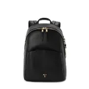 【TUMI】Voyageur Raina 中型都會時尚皮革後背包 - 黑淡金 (TUMI 官方旗艦店)