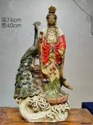 ♦【周裕恩制】【石灣窯】精工細作滿工石灣窯瓷塑造像鳳凰觀音站