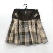200106設計師品牌JETEZO 裘提諾褐色金蔥格紋裙