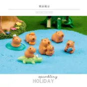 水豚君【水豚君X松菓先生】微景觀 生態瓶 橢圓石板 可愛小動物 公仔 造景缸 苔蘚 石頭 小石頭 苔蘚瓶