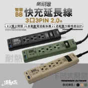 樂活不露 智慧BB快充延長線3口3PIN GaN25W 2.0米 延長線 露營用品 電線 動力線 露營 逐露天下