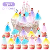 7 件/套冷凍 Elsa Anna 公主生日蛋糕裝飾面紗女孩青睞蛋糕裝飾生日蛋糕派對裝飾週年紀念填充