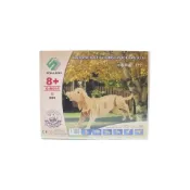 (店+)DIY木質拼圖模型 G-M011 狗/一個入 中2片入 動物木製模型 四聯組合式拼圖 3D立體拼圖-鑫