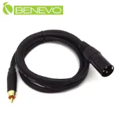 Benevo  1.5米 RCA公頭轉XLR(Cannon接頭)公頭 非平衡式音訊連接線 (BAU0150RXM黑)