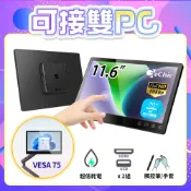 Gechic 給奇創造 T112C 11.6吋 電容式觸控螢幕 低電耗 雙HDMI螢幕 超薄可嵌入(含VESA 75孔位 / 防汙鍍膜/免KVM切換雙PC)