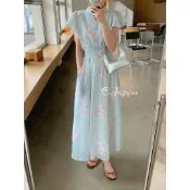 提花 氣質 工藝洋裝 口袋 A line裙擺 花洋裝 夏天洋裝 花洋