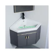 (店+)洗手池 轉角洗手盆 洗臉盆櫃組合 三角形掛牆式轉角洗手盆防潮吊櫃 小戶型浴室櫃組合 陶瓷洗臉盆櫃組合