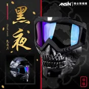 [安信騎士] 鬼面罩 骷髏 面具 機車面罩 可拆式 復古 哈雷 風鏡 抗UV 鏡片 半罩安全帽 通用