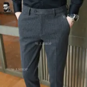無界『細條紋褲子』男士西褲 休閑褲男 秋冬季輕奢商務修身毛呢西褲 西裝褲男 男生長褲 上班褲 韓國男裝