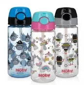 神祕小站**Nuby 晶透運動水杯(細吸管)532ml(鯊魚/獨角獸/機器人)